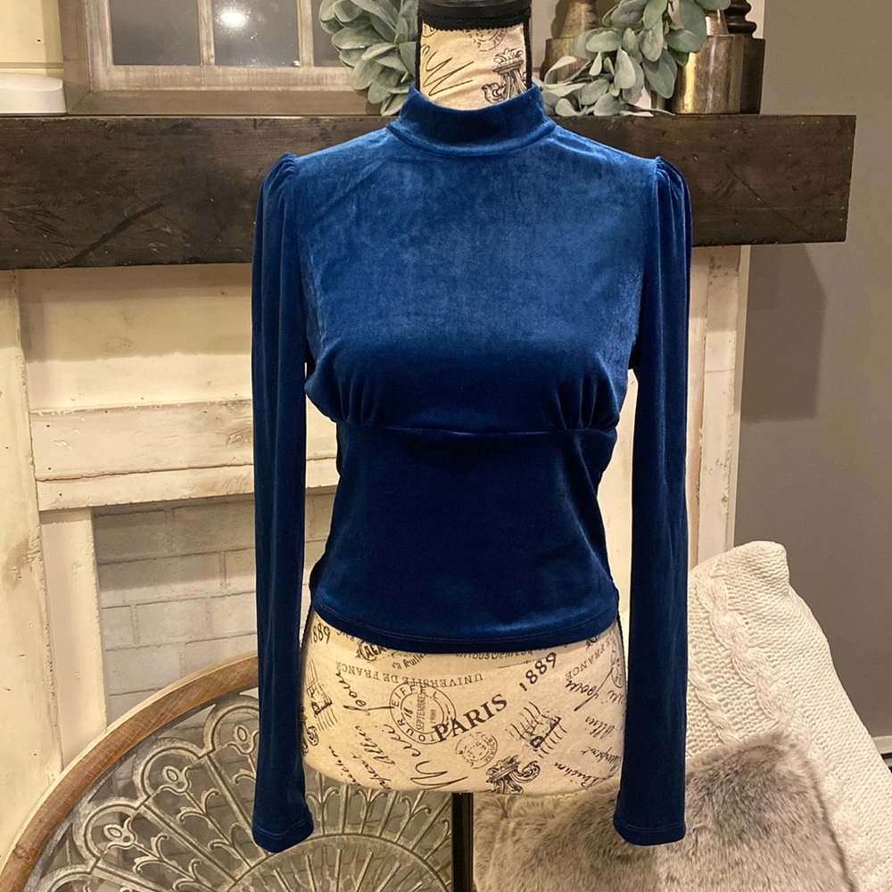 SHEIN mock neck velvet shirt